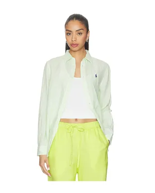 Polo Ralph Lauren リネン長袖スポーツシャツ - Green,White. - サムネイル1