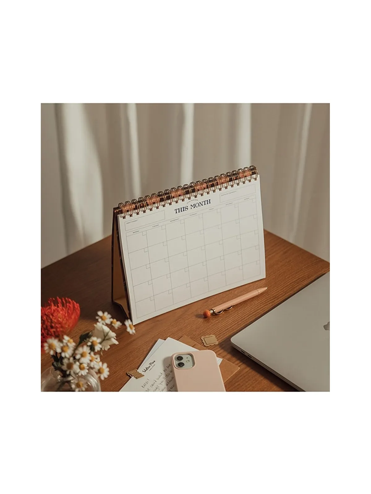 Papier FLORAL GINGHAM MONTHLY DESK PAD フローラルギンガムチェックマンスリーデスクパッド - 画像4