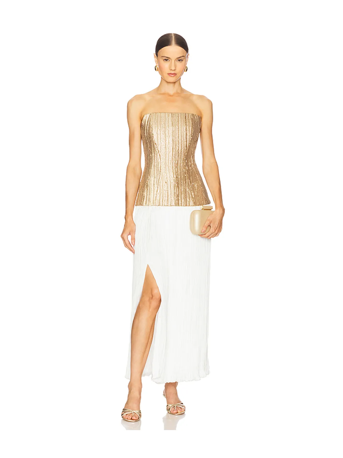 Prabal Gurung DREE ストラップレストップ - Metallic Gold,White. - 画像1