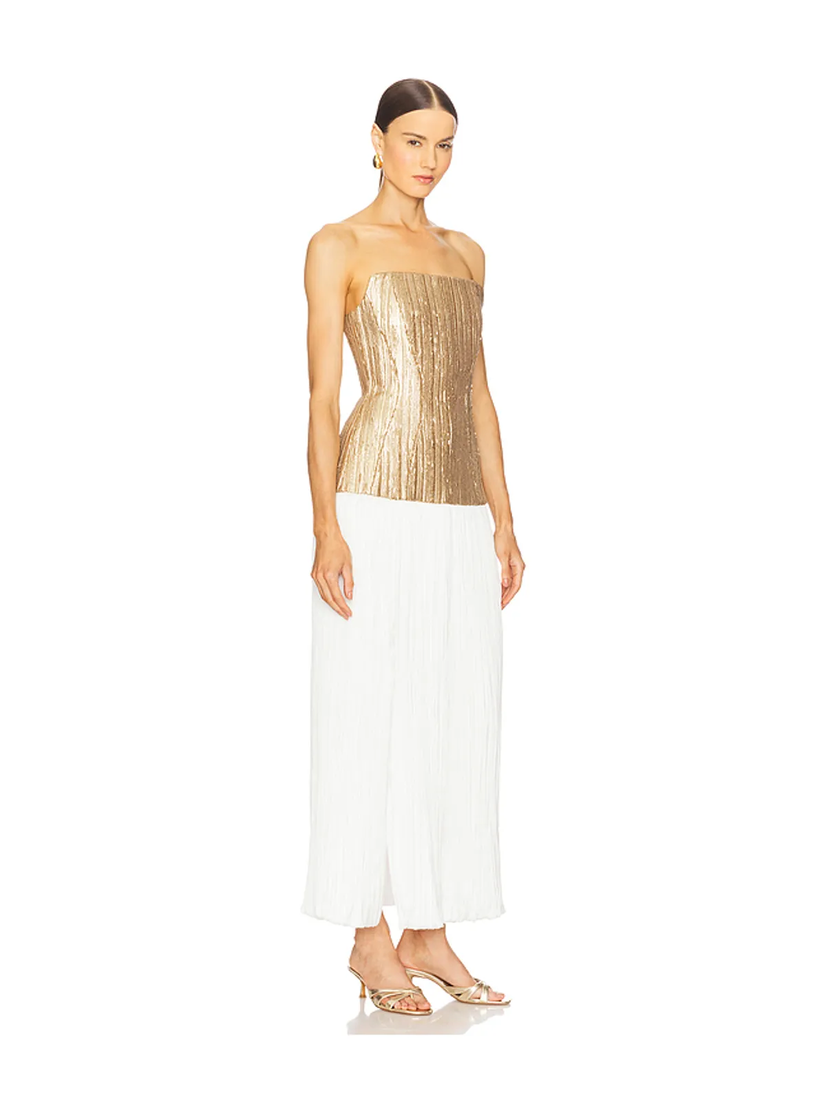 Prabal Gurung DREE ストラップレストップ - Metallic Gold,White. - 画像2
