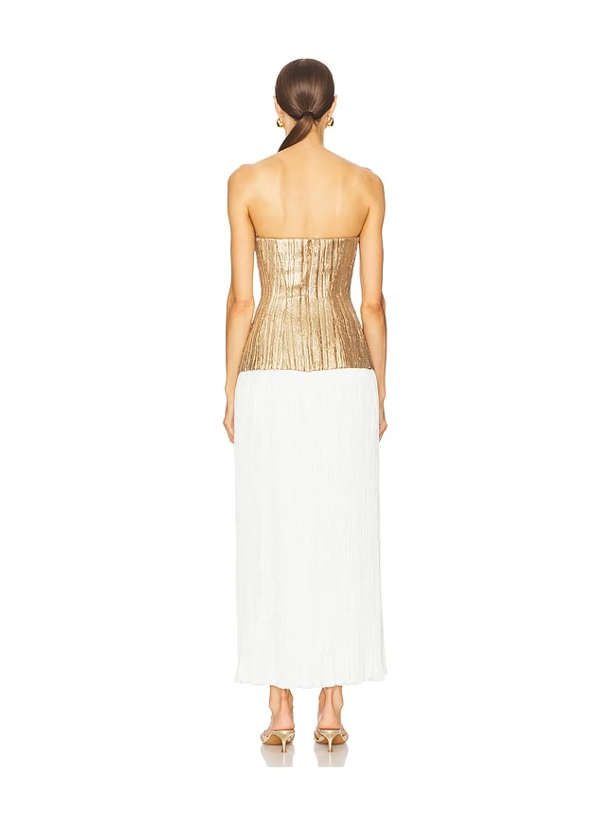Prabal Gurung DREE ストラップレストップ - Metallic Gold,White. - 画像3