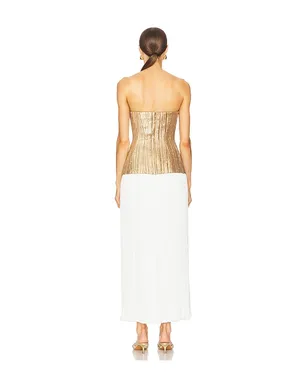 Prabal Gurung DREE ストラップレストップ - Metallic Gold,White. - サムネイル3