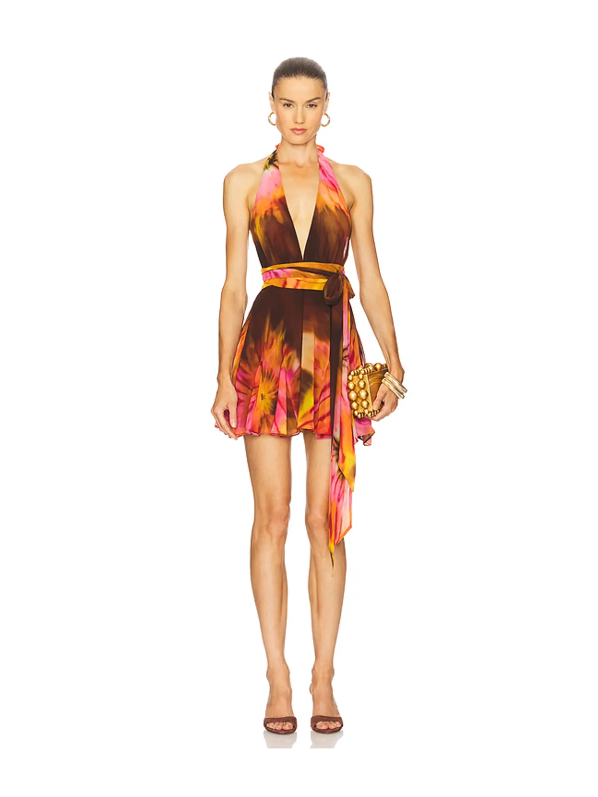retrofete BRIOLA シフォンドレス - Brown,Coral. - 画像1