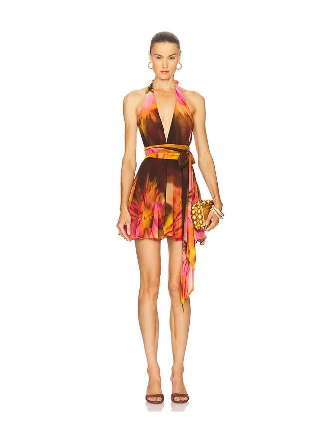 retrofete retrofete BRIOLA シフォンドレス - Brown,Coral.の商品画像