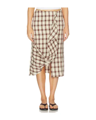 Rohe Draped Check Skirt - Red,Beige. - サムネイル1