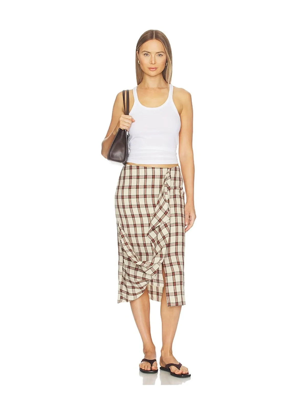 Rohe Draped Check Skirt - Red,Beige. - 画像5