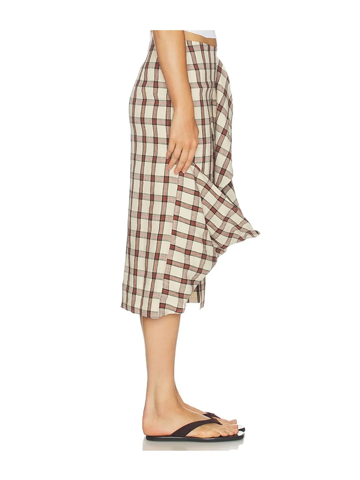 Rohe Draped Check Skirt - Red,Beige. - 画像3