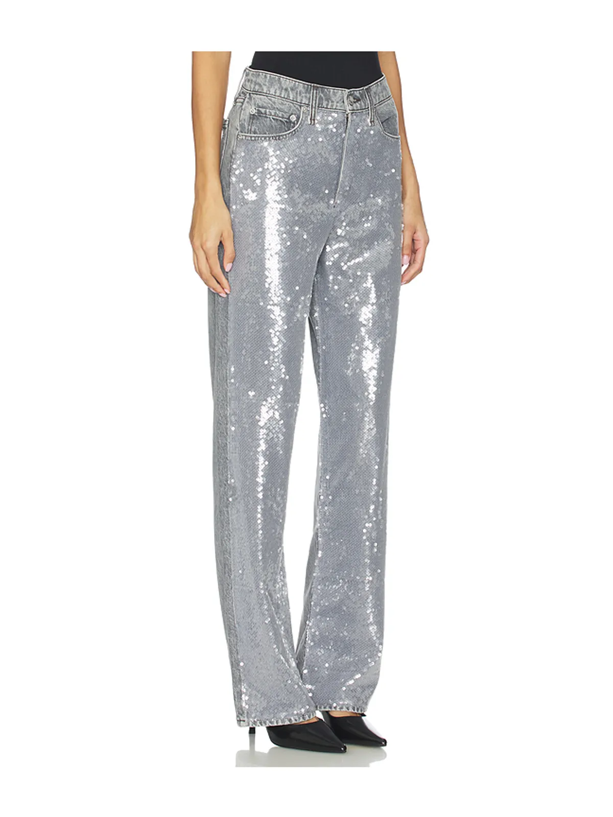 Rag & Bone SHEA ストレートレッグ - Metallic Silver, grey. - 画像2