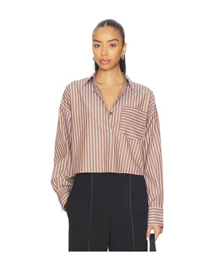 Rag & Bone MARIN クロップドストライプシャツ - Brown,White. - サムネイル1