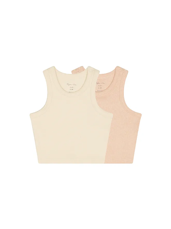 Rylee + Cru Rylee + Cru Ribbed Tank Set - Beige,Blush.の商品画像