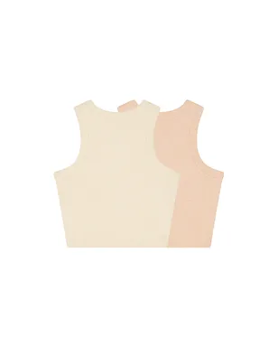 Rylee + Cru Ribbed Tank Set - Beige,Blush. - サムネイル2