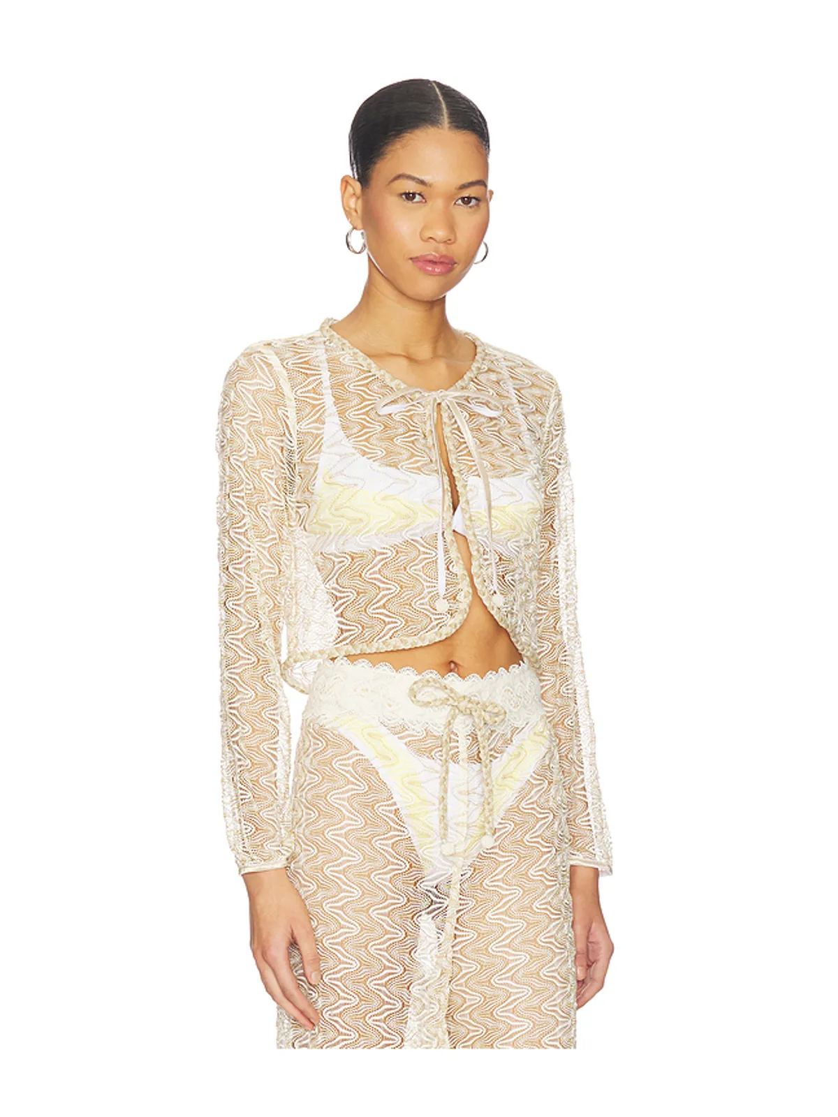 Waimari DORADA トップ - Ivory,Metallic Gold. - 画像2