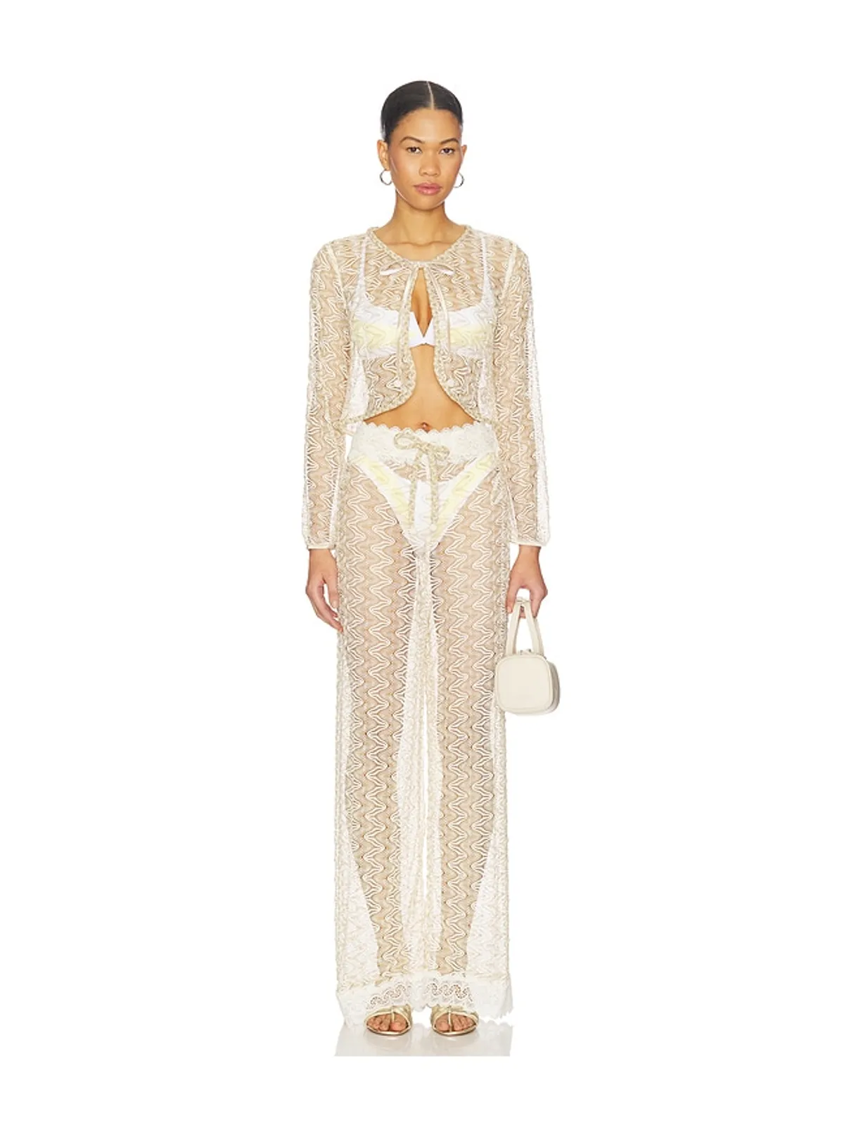 Waimari DORADA トップ - Ivory,Metallic Gold. - 画像4