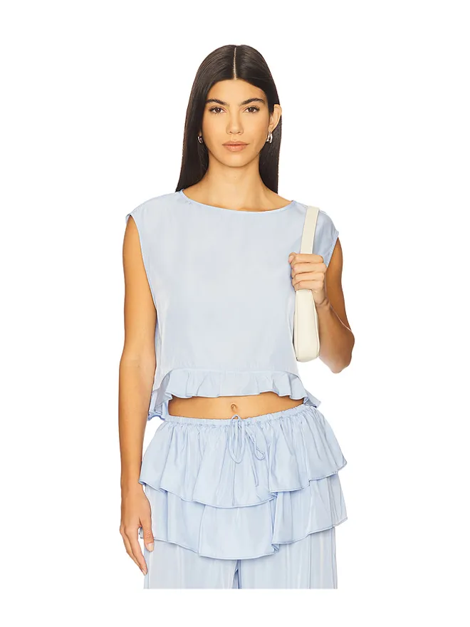 WeWoreWhat WeWoreWhat Boat Neck Ruffle Topの商品画像