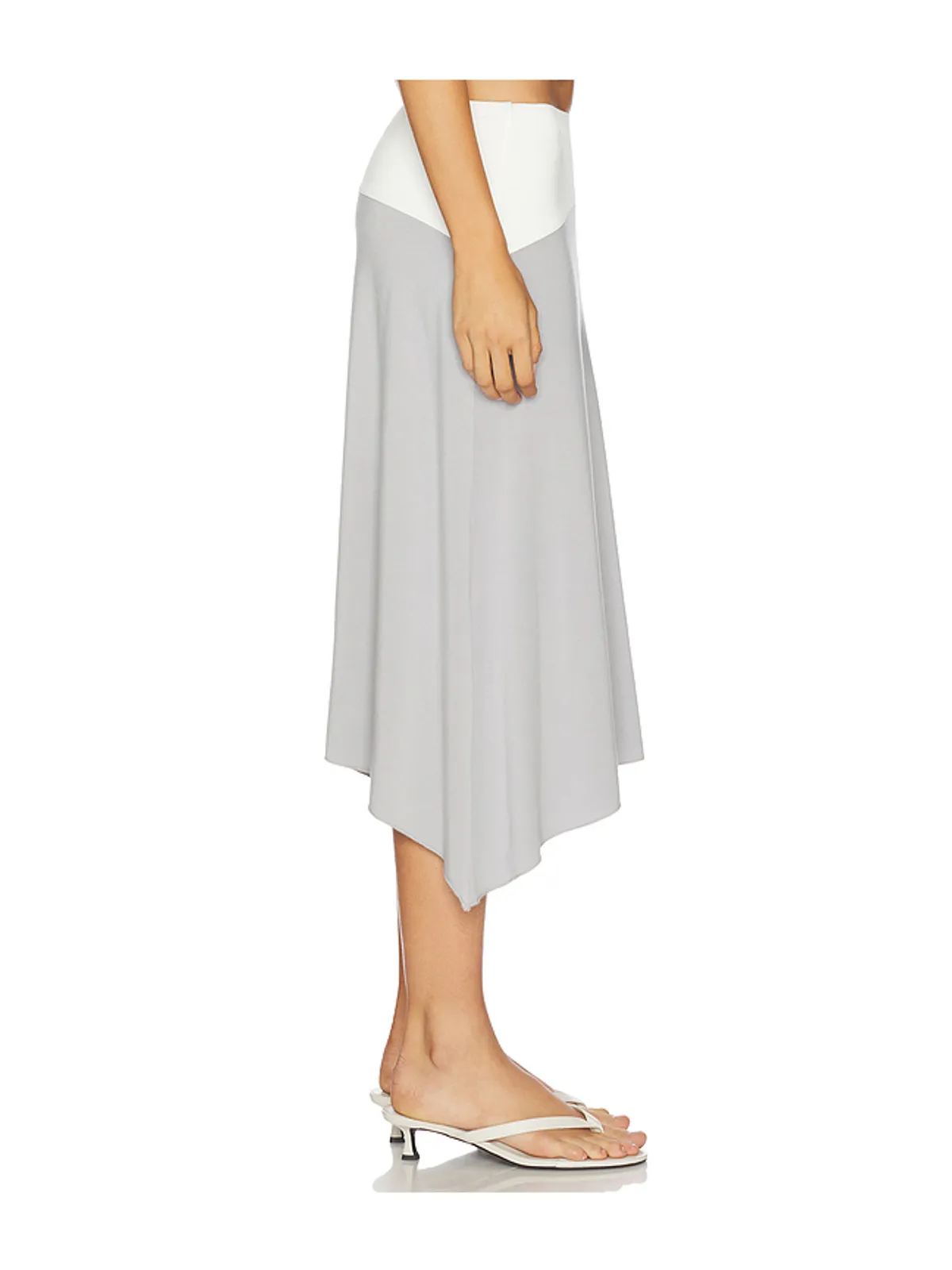 Tiger Mist CURVED YOKE HI LO スカート - Grey,White. - 画像2
