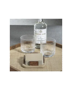 The Favorites SOTTO LEATHER WITH BURL VENEER COASTER SET OF 6 SOTTO レザー＆バールウッドコースター 6枚セット - サムネイル3