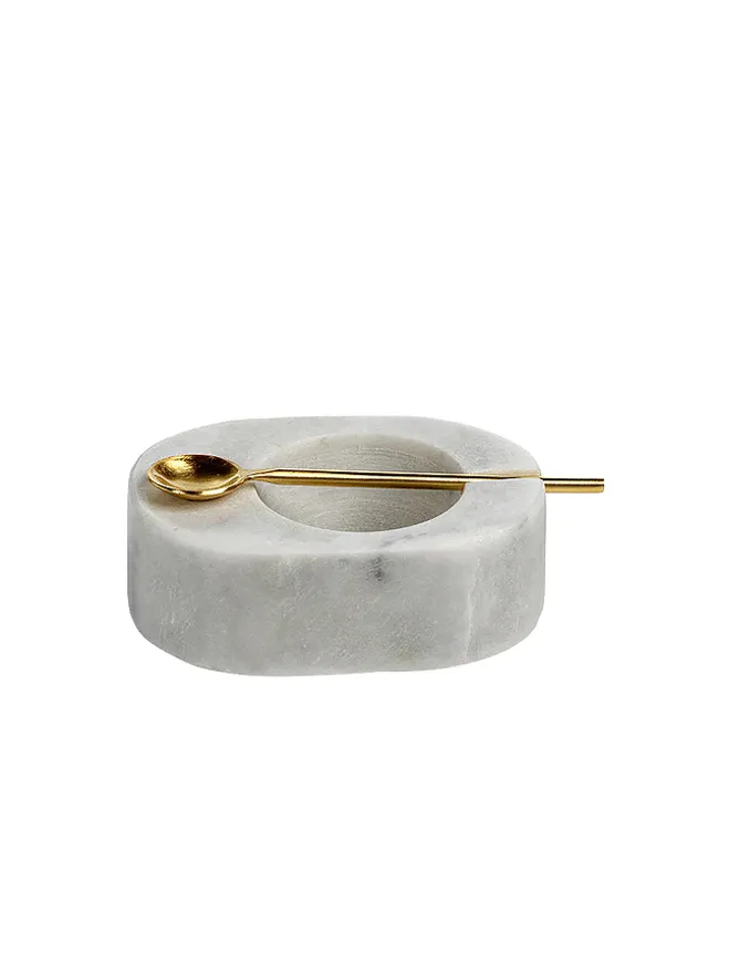 The Favorites The Favorites TUSCAN MARBLE SALT AND PEPPER BOWL WITH GOLD SPOON トスカーナマーブルソルト＆ペッパーボウル（ゴールドスプーン付き）の商品画像