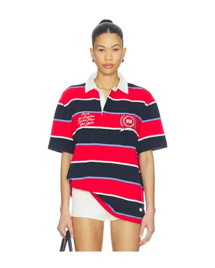 Tommy Jeans RELAXED ラグビートップ - Red,Navy. - サムネイル1