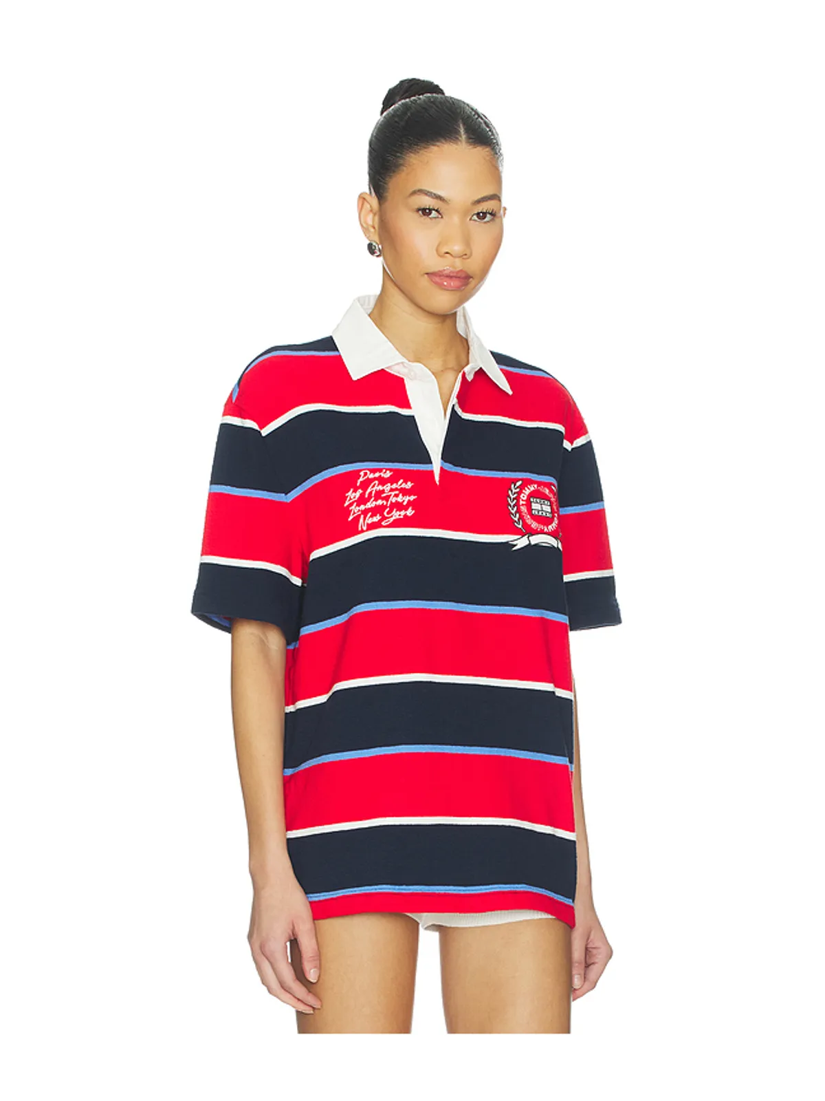 Tommy Jeans RELAXED ラグビートップ - Red,Navy. - 画像2