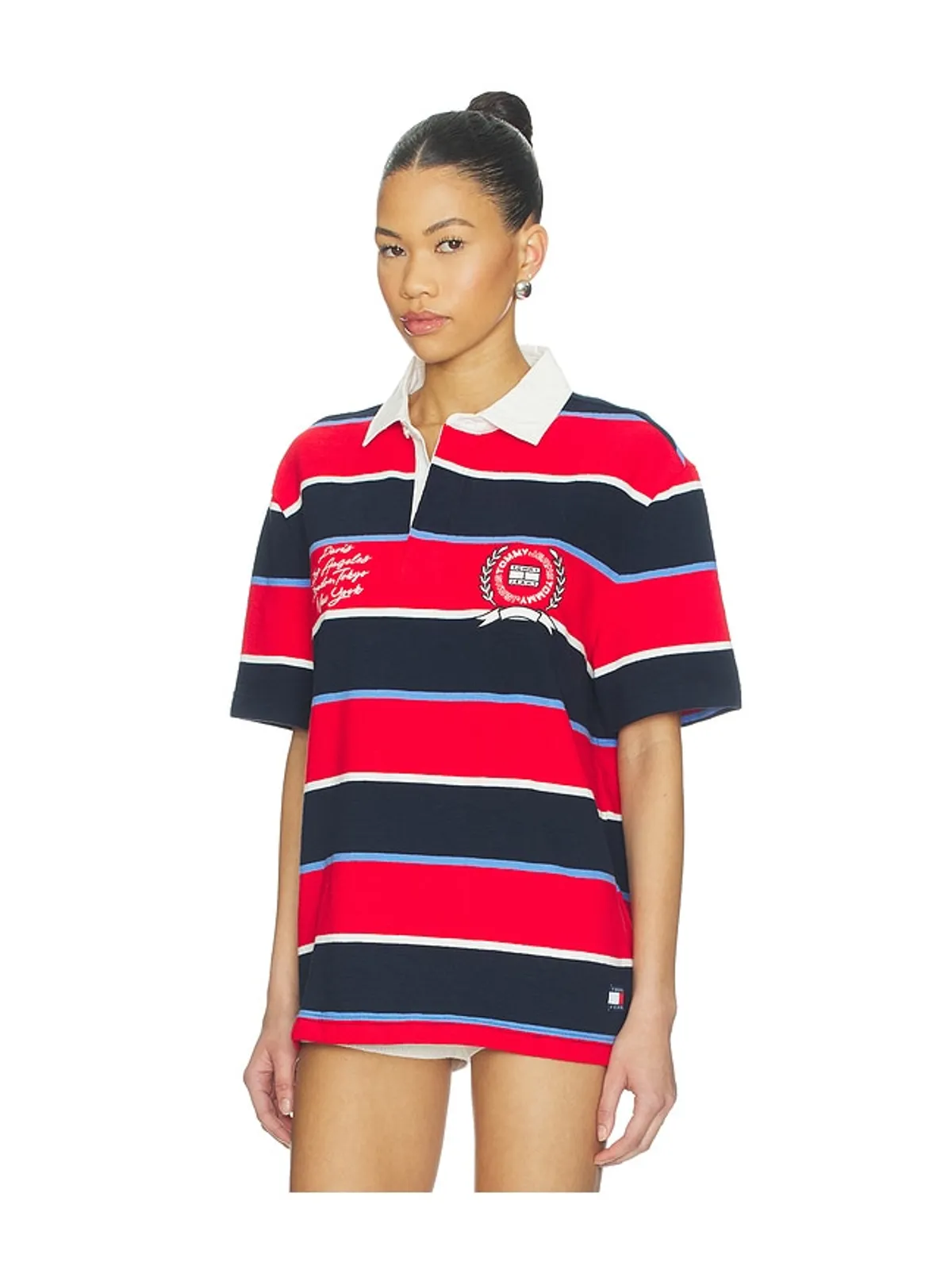 Tommy Jeans RELAXED ラグビートップ - Red,Navy. - 画像3