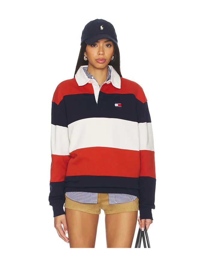 Tommy Jeans Tommy Jeans RELAXED ラグビートップ - Blue,Red.の商品画像