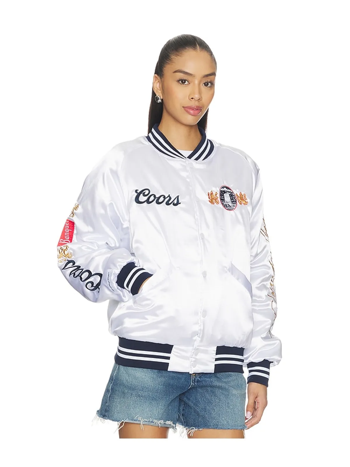 The Laundry Room COORS ORIGINAL 40OZ STADIUM JACKET SMU スタジアムジャケット - Metallic Silver, white, grey. - 画像5