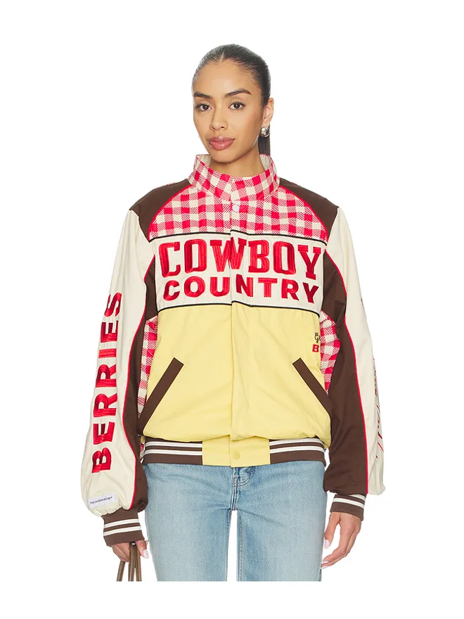 The Laundry Room The Laundry Room COWBOY COUNTRY GROWN WILD BERRIES レーシングジャケット - Cream,Red.の商品画像