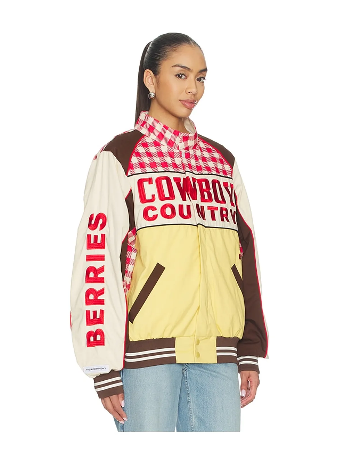 The Laundry Room COWBOY COUNTRY GROWN WILD BERRIES レーシングジャケット - Cream,Red. - 画像3