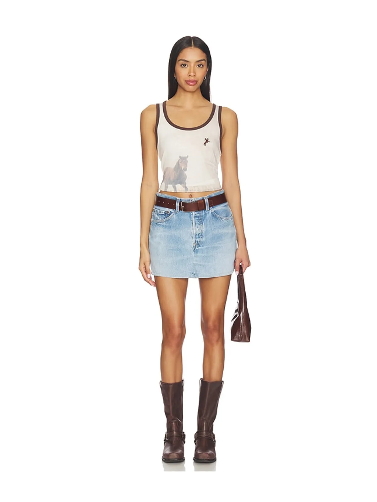 The Laundry Room RANCH LIFE SMU リブタンクトップ - White,Brown. - 画像4