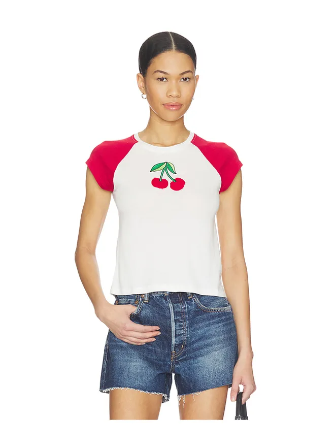 The Laundry Room The Laundry Room CHERRIES EMBROIDERY ラグランベビーＴシャツの商品画像