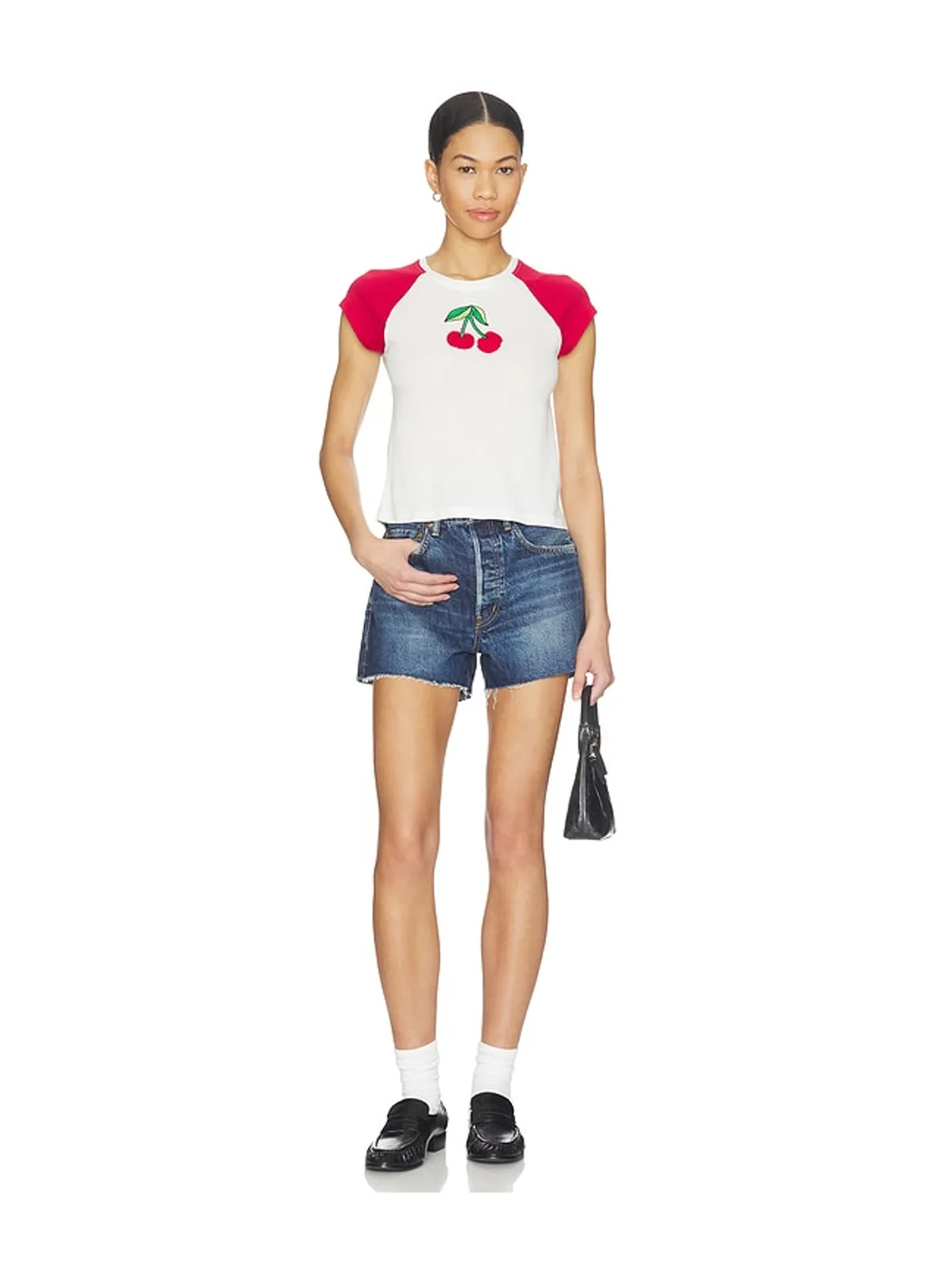 The Laundry Room CHERRIES EMBROIDERY ラグランベビーＴシャツ - 画像4