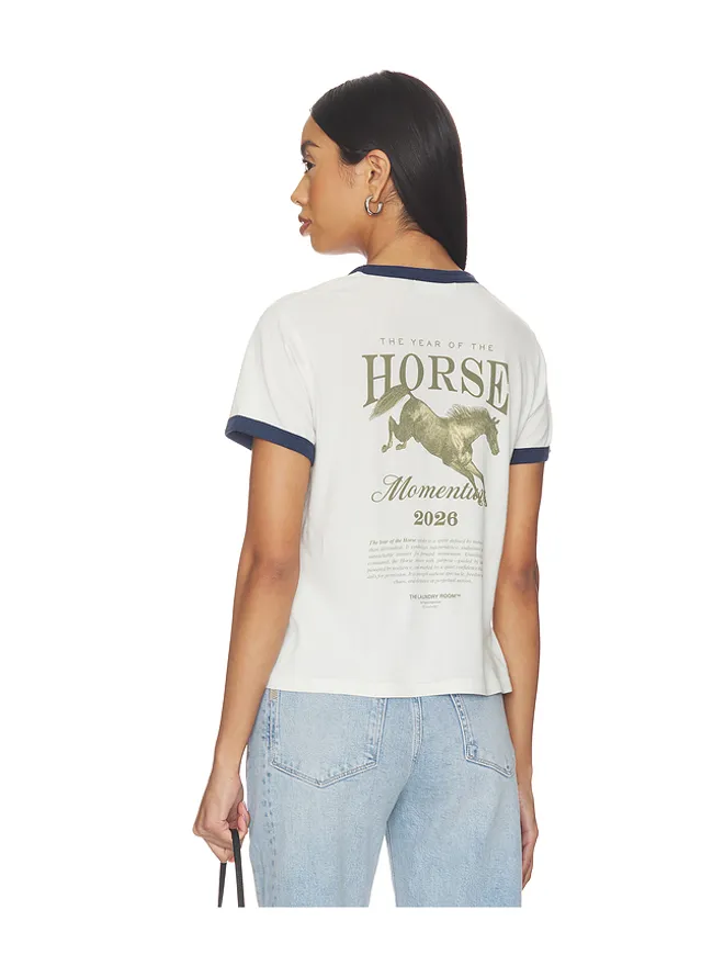 The Laundry Room The Laundry Room YEAR OF THE HORSE PERFECT RINGER Tシャツ - Ivory,Navy.の商品画像