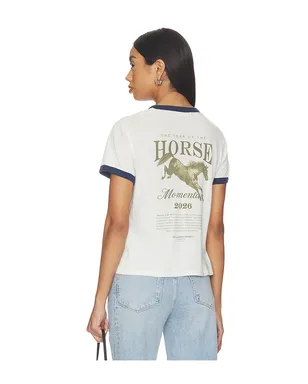 The Laundry Room YEAR OF THE HORSE PERFECT RINGER Tシャツ - Ivory,Navy. - サムネイル1