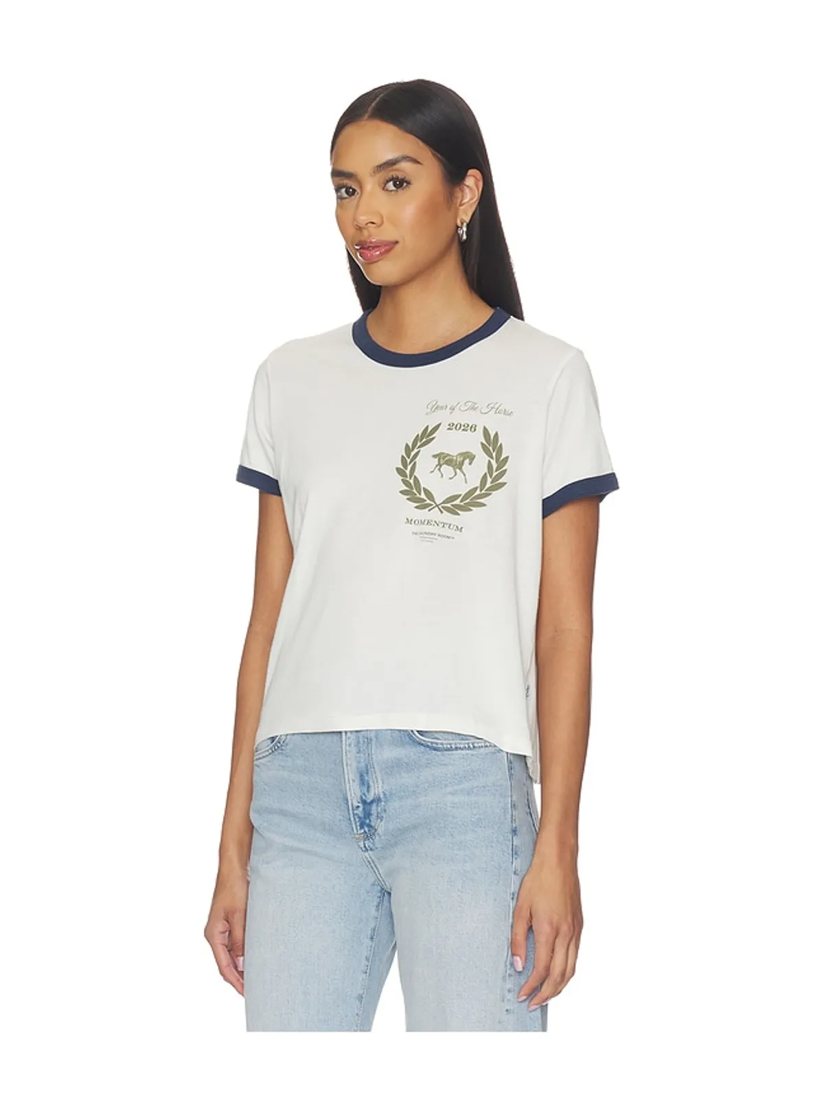 The Laundry Room YEAR OF THE HORSE PERFECT RINGER Tシャツ - Ivory,Navy. - 画像3