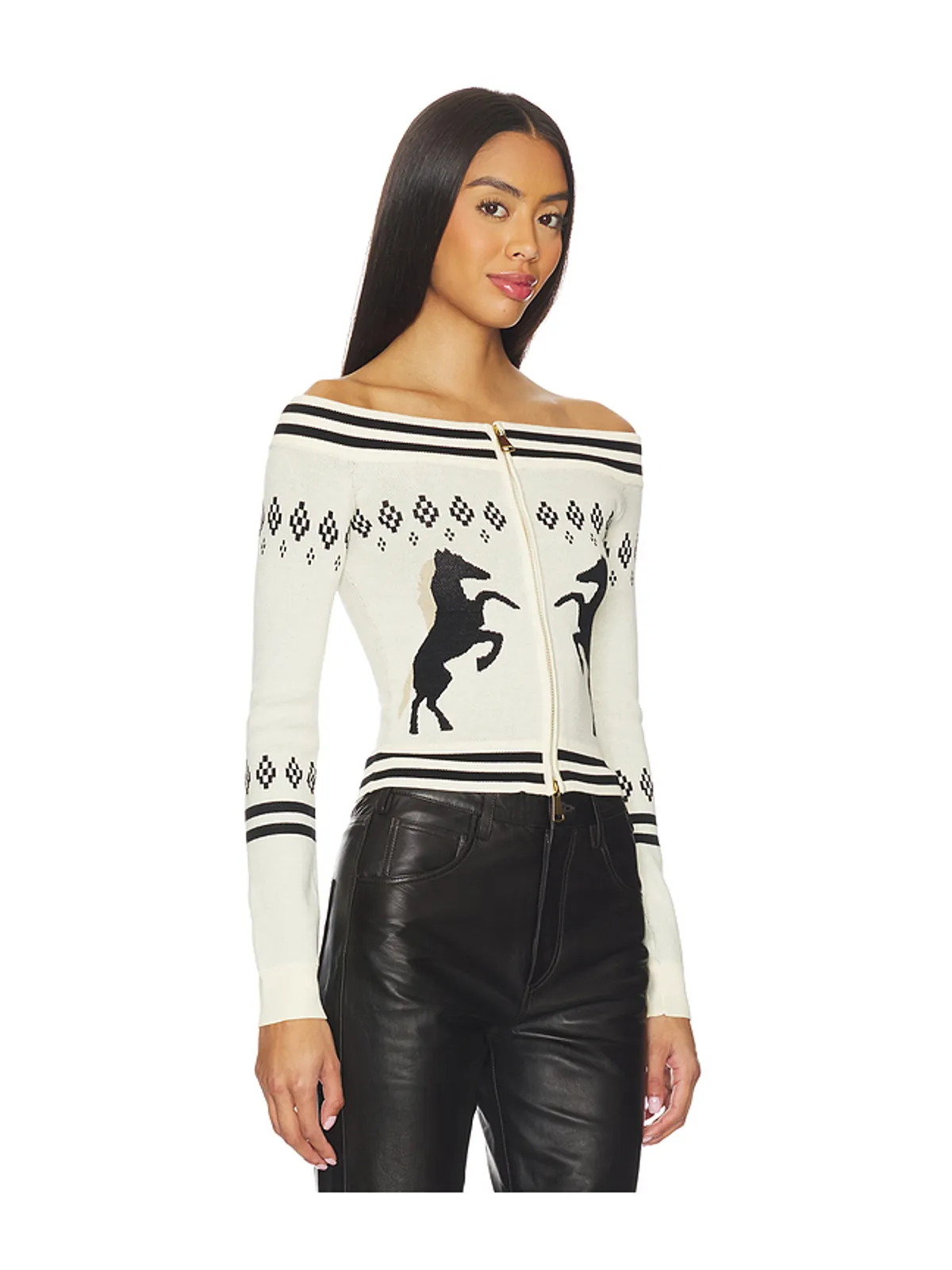 Understated Leather HORSE GIRL トップ - Black,White. - 画像2