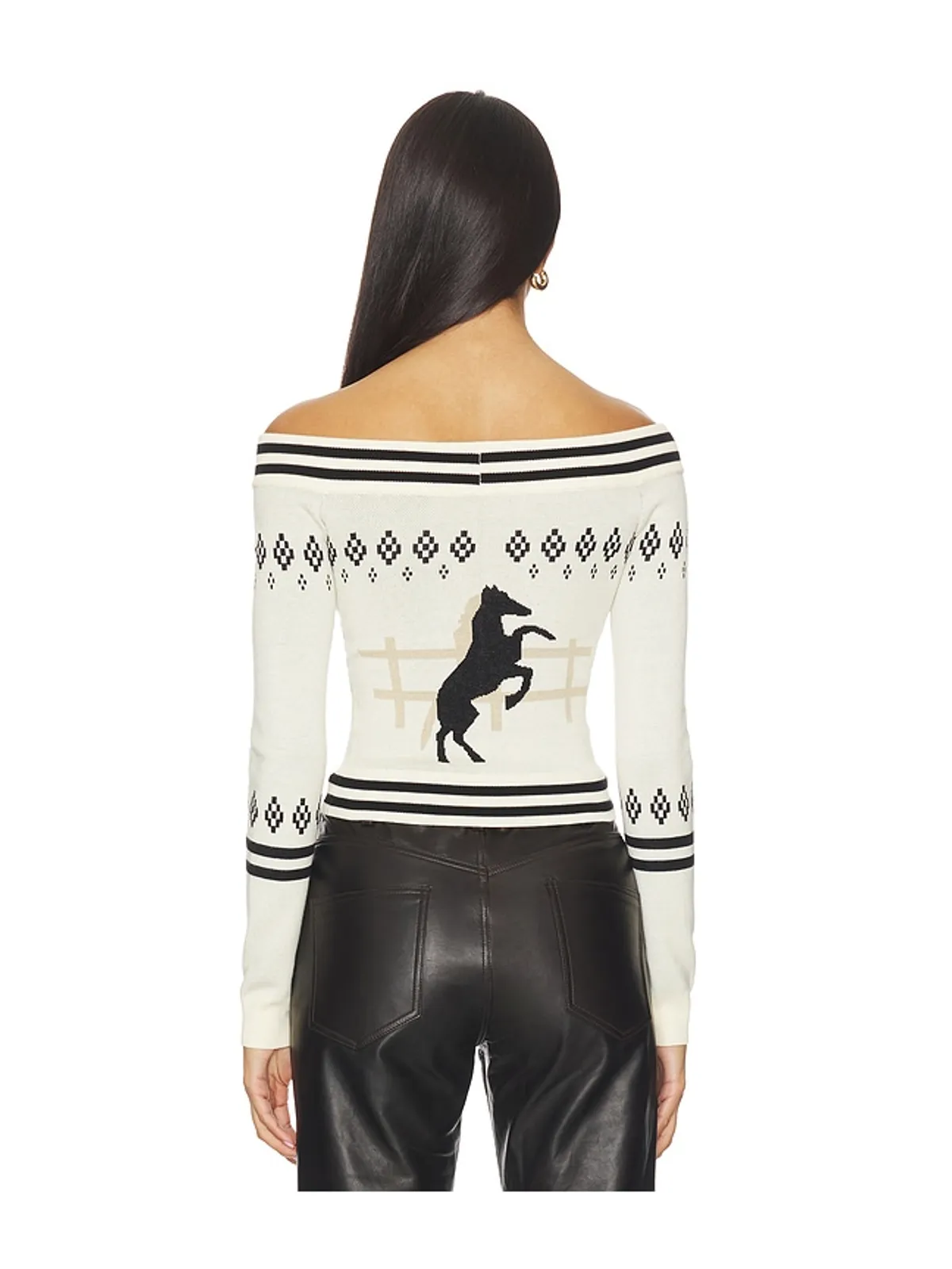 Understated Leather HORSE GIRL トップ - Black,White. - 画像3