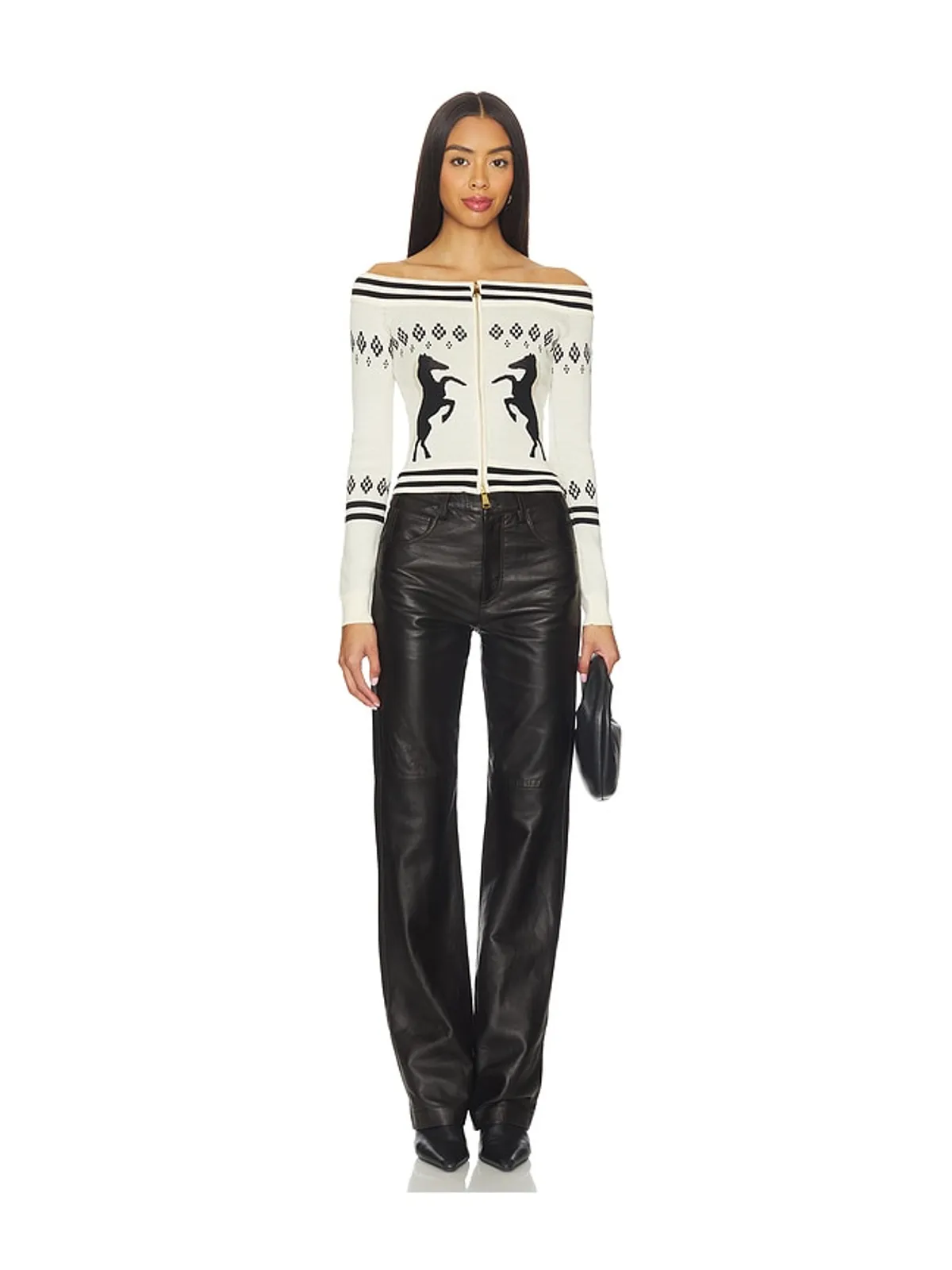 Understated Leather HORSE GIRL トップ - Black,White. - 画像4