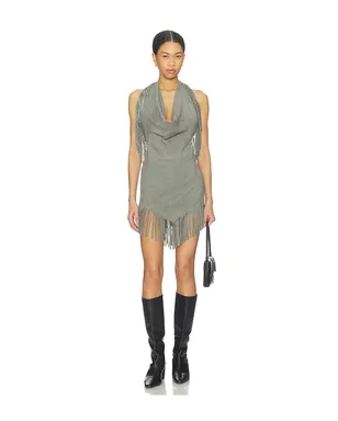 Understated Leather FRINGE MINI ドレス - サムネイル1