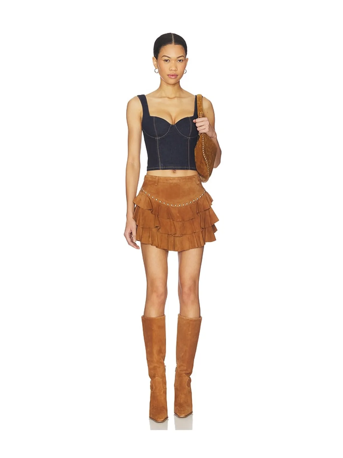 Understated Leather FRILL ミニスカート - 画像5