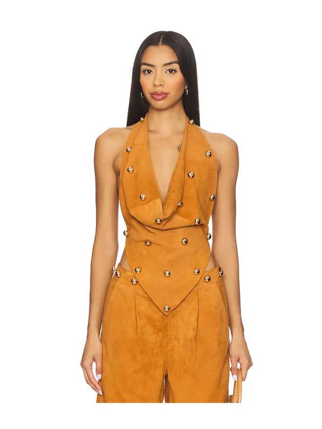 Understated Leather Understated Leather DOME STUDDED HALTER トップの商品画像