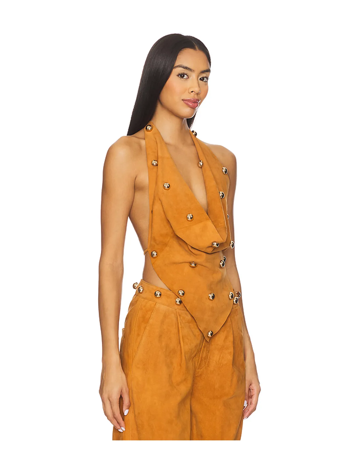 Understated Leather DOME STUDDED HALTER トップ - 画像2