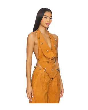 Understated Leather DOME STUDDED HALTER トップ - サムネイル2