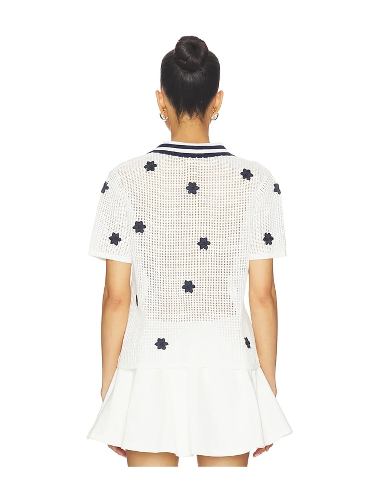 THE UPSIDE PIAZZA KOA ニットシャツ - White,Navy. - 画像3