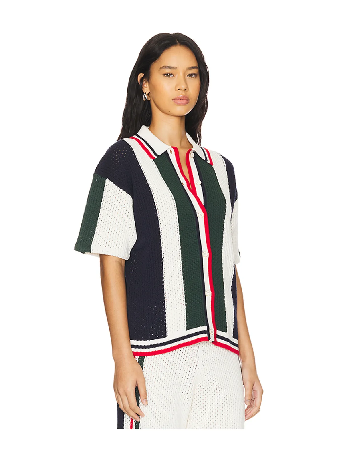 THE UPSIDE REVERIE CHINO シャツ - White,Dark Green. - 画像2