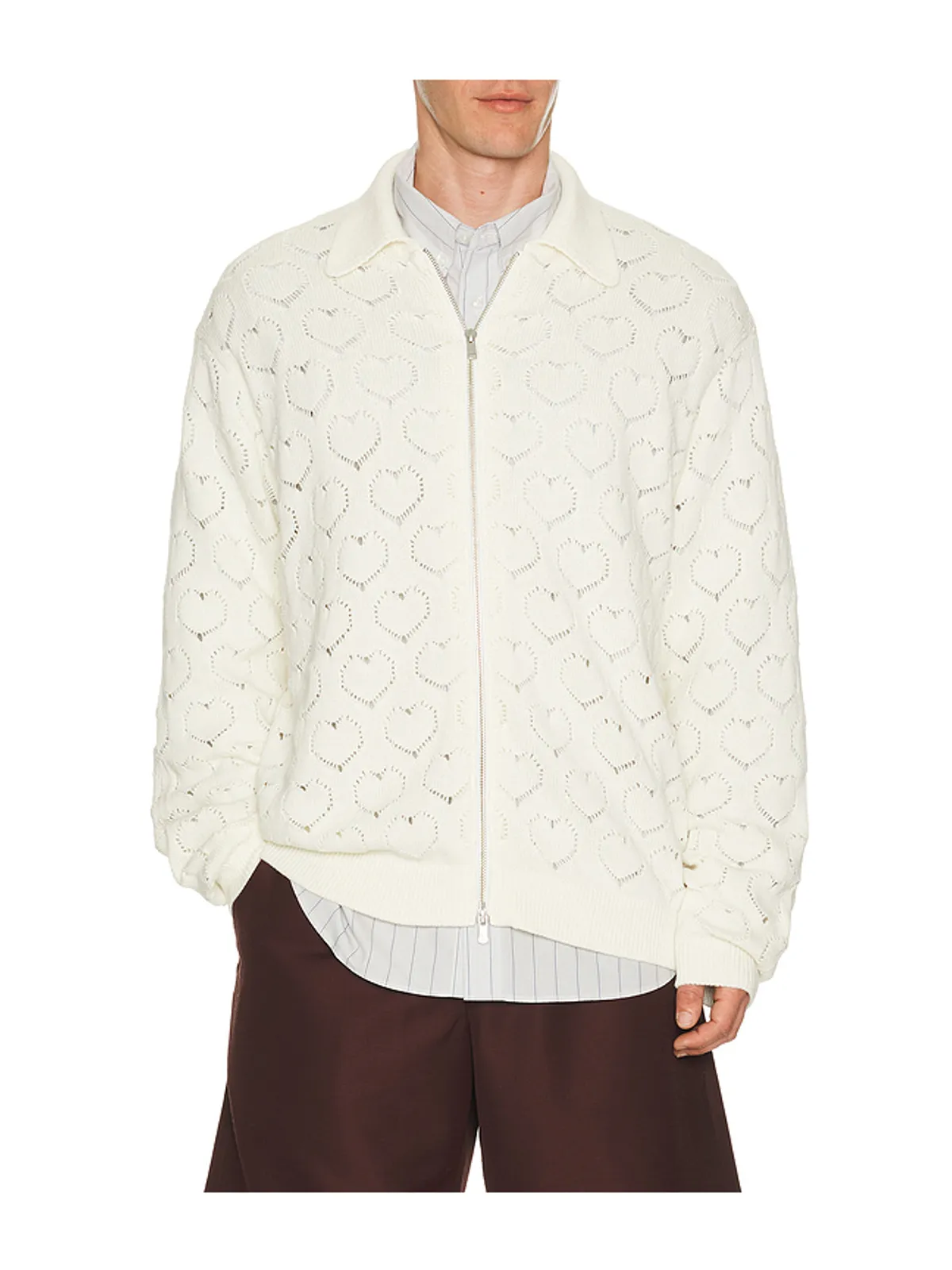 vowels EYELET ジップアップセーター - 画像1