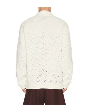 vowels EYELET ジップアップセーター - サムネイル2