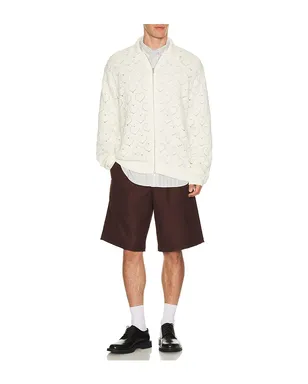 vowels EYELET ジップアップセーター - サムネイル3