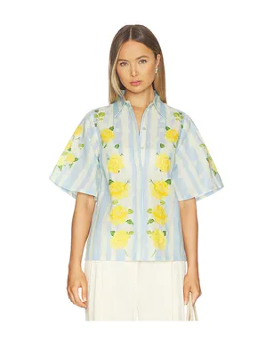 Verandah BLOOMING ROSES トップ - Baby Blue,Yellow. - サムネイル2