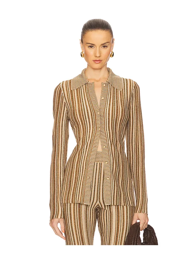 Veronica Beard Veronica Beard LANDON カーディガン - Metallic Neutral,Brown.の商品画像