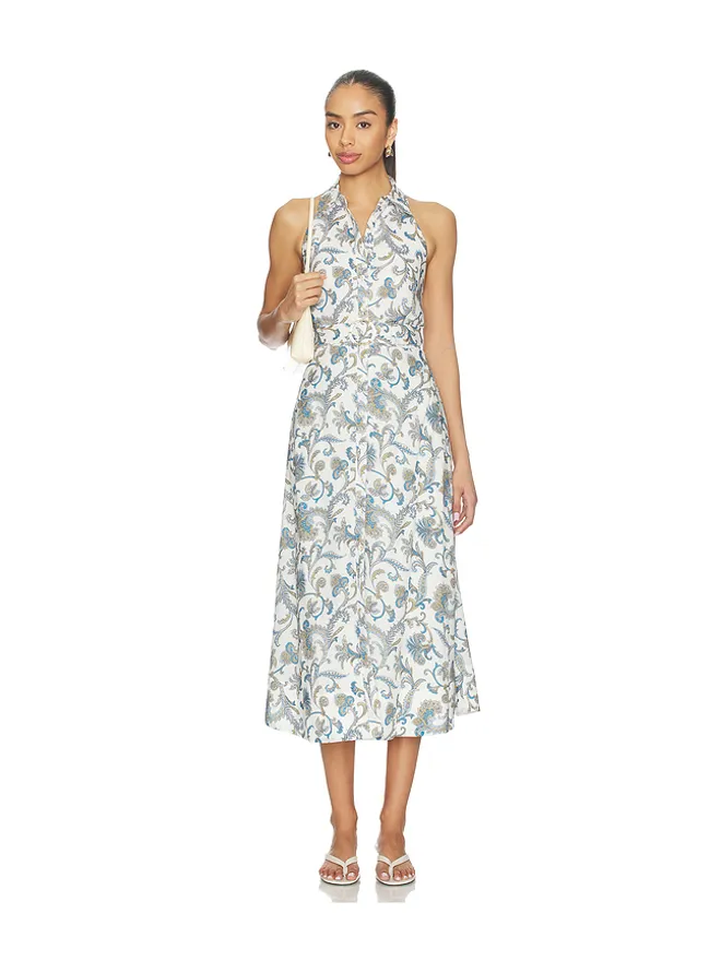 Veronica Beard Veronica Beard MACKEY WITH SMOCKING ドレス - White,Blue.の商品画像